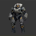 Mechanical Robot Character With Silver Orange Armor And Futuristic Sci fi Design
