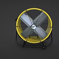Yellow Industrial Air Cooler Fan With Metal Blades Protective Grill Movable Stand And Wheels