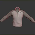 Light Pink Hoodie With Gray Sleeves Zip Neckline And Chest Logo Design