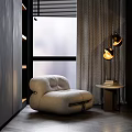 Modern Single Person Sofa Braces Sofa Lazy Sofa Reading Sofa Side Tables Chandelier Ornaments Sofa Chair 3d model