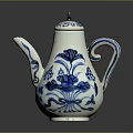 Traditional Blue and White Porcelain Teapot With Floral Pattern And Elegant Design