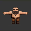 Cartoon Muscular Character Featuring Brown Beard Orange Pants And Outstretched Arms