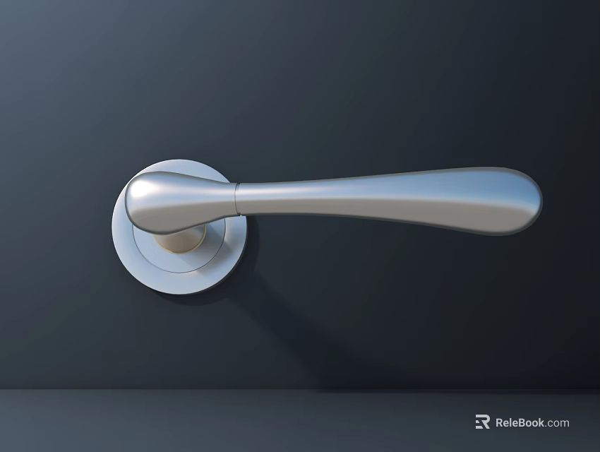 Sleek Silver Metallic Door Handle With Modern Design On Dark Surface 3d model 