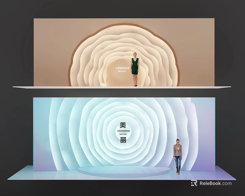 Fashion Showcase Stage With Circular Layered Backdrop And Models For Meishan Brand 3d model 