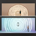 Fashion Showcase Stage With Circular Layered Backdrop And Models For Meishan Brand