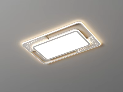 Modern Minimalist Rectangular LED Ceiling Light With Perforated Edge Design 3d model