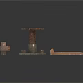 Old Rusted Vintage Metal Mechanical Parts Including Bolt Nut And Long Bar