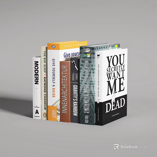 Colorful Books Collection Featuring Modern Architecture And Various Topics Covers 3d model 