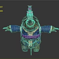 Fantasy Turtle Game Character With Blue Robe Green Bead Necklace And Pink Crown