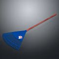 Blue Garden Rake With Red Handle And Logo For Outdoor Gardening Tasks