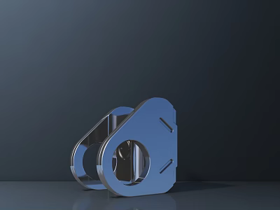 Blue Metallic Public Facility Component With Circular And Rectangular Shapes On Dark Background 3d model