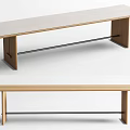 Modern Wooden Bench With Metal Support And Smooth Top Surface For Home Interior
