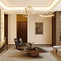 Modern Cozy Integrated Living And Dining Room With Premium Wood Finishes And Elegant Soft Lighting