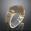 Luxury Stainless Steel Watch With Gold Silver Two Tone Strap And Round Blue Dial