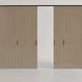 Modern Wooden Sliding Doors With Black Handles In Minimalist Interior Space