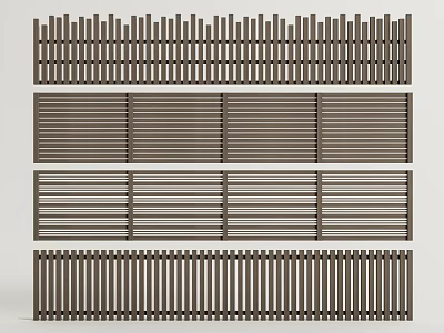 Various Modern Wooden Fence Designs With Horizontal Slats And Decorative Patterns 3d model