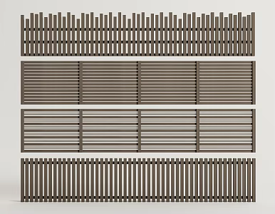 Modern Fence Courtyard Fence Anticorrosive Wooden Fence Enclosure 3d model