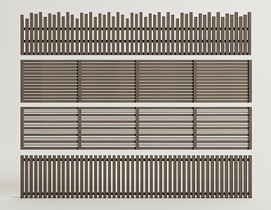 Modern Fence Courtyard Fence Anticorrosive Wooden Fence Enclosure 3d model