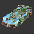 Futuristic Sports Car With Sleek Body Blue Lighting And Black Exterior