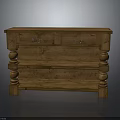 Rustic Solid Wood Console Table With Drawers Shelves And Carved Legs Design