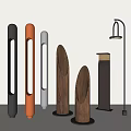 Modern Outdoor Columnar Lights With Various Wooden And Metal Illuminated Designs