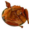 Artistic Food Sculpture Featuring Chicken Legs On Plated Sliced Layers