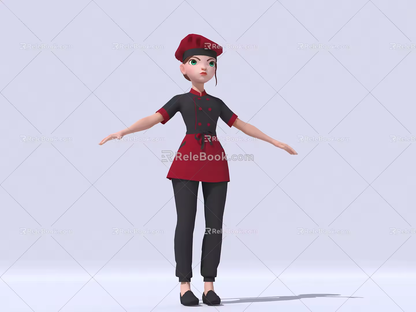 Modern game character waiter 3d model