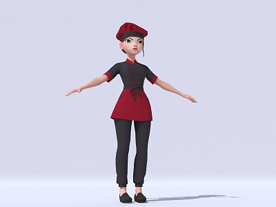 Modern game character waiter 3d model