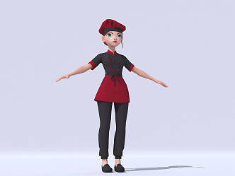 Modern game character waiter 3d model