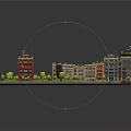 Cartoon Miniature City Scene With Colorful Buildings Streets And Green Trees