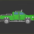 3D Green Truck Model With Roof Lights Cargo Bed Rails And Large Tires