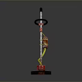 Red And Yellow Handheld Grass Trimmer With Long Handle And Rotating Blade