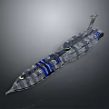 Sci-Fi Spaceship Gray Blue Exterior With Bridge Engine Modules And Futuristic Design Details 3d model