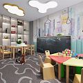 Modern furniture store booth round bar children's activity area 3d model