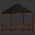 Outdoor Wooden Gazebo Architectural Structure With Octagonal Roof And Railings