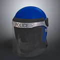 Blue Police Helmet With Protective Face Shield And Adjustable Straps Design 3d model