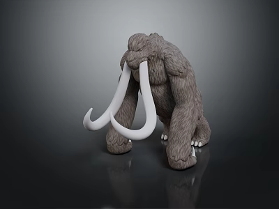 Woolly Mammoth Prehistoric Game Character With Long White Tusks And 3D Model Design 3d model