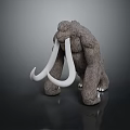 Woolly Mammoth Prehistoric Game Character With Long White Tusks And 3D Model Design