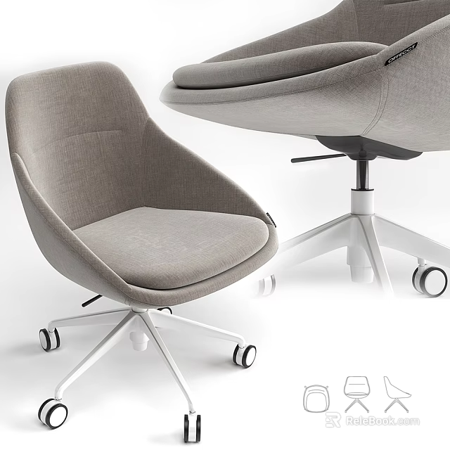 Modern Gray Fabric Office Chair With Swivel Base And Rolling Wheels 3d model 