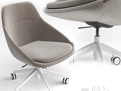 Modern Gray Fabric Office Chair With Swivel Base And Rolling Wheels 3d model