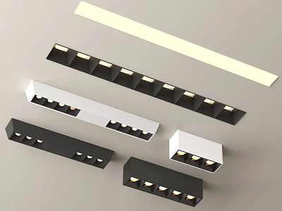 Modern Grille Lights with LED Technology Slim Design and Black White Color Options 3d model