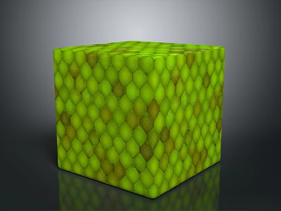 Organ And Hair Inspired Green Scaled Cube With Detailed Textured Surface Design 3d model