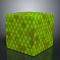 Organ And Hair Inspired Green Scaled Cube With Detailed Textured Surface Design
