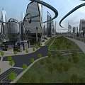 Modern Flat Door Design in Future City High Rise Buildings with Green Landscaping