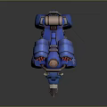 Futuristic Blue Armored Mechanical Rhino With Detailed Design And Red Lights