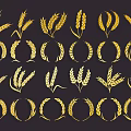 Golden Wheat Ears And Wreath Design Wall Decor For Home Decoration
