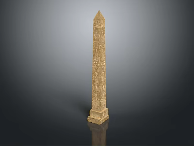 Tall Stone Obelisk With Ancient Carvings On Slender Structure And Base 3d model