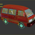 Red Mini Bus with Black Wheels Bumper and Simple Exterior Design 3d model