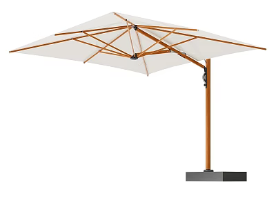 Modern Outdoor Umbrella With White Canopy And Wooden Pole For Patio Shade Solution 3d model