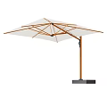 Modern Outdoor Umbrella With White Canopy And Wooden Pole For Patio Shade Solution